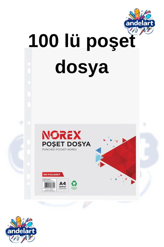 100 Adet A4 Şeffaf Föy Poşet Dosya
