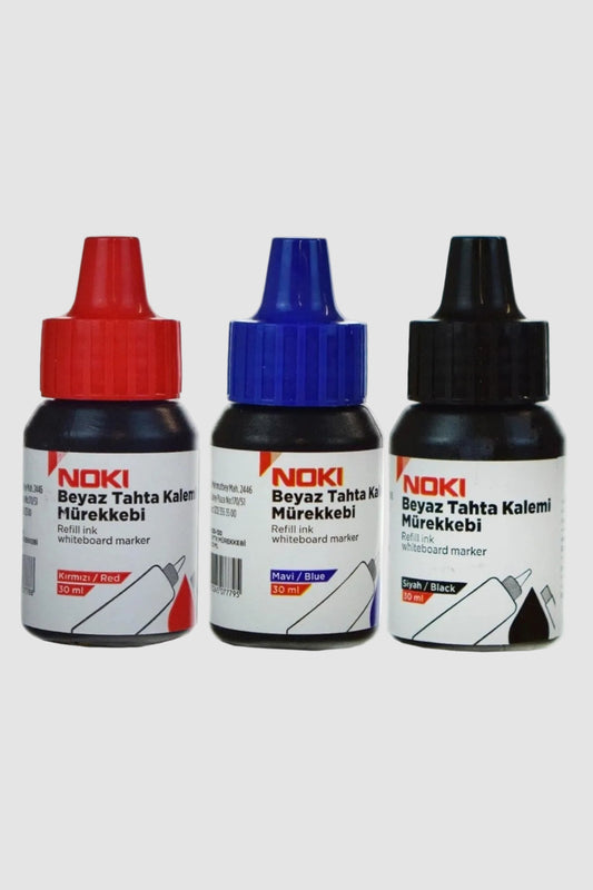Beyaz Tahta Kalemi Mürekkebi 3 Renk x 30ml Set (Siyah-Mavi-Kırmızı)
