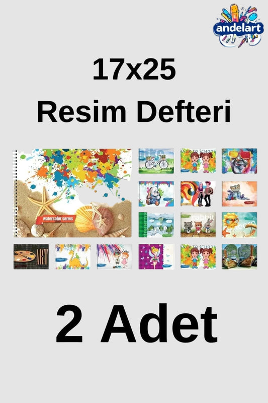 Resim Defteri Spiralli Karton Kapak 15 Yaprak 17x25 cm 2 Adet