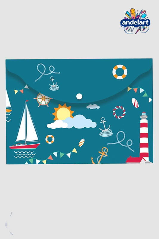 A4 Baskılı Çıtçıtlı Dosya Erkek Desen Gemi