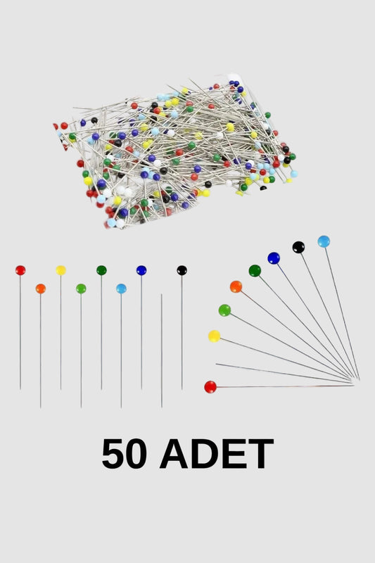 Eşarp Şal İğnesi 50 Adet Toplu İğne 28mm Mineli