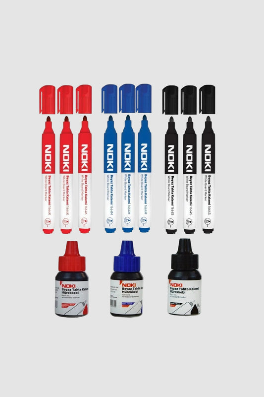 Noki Doldurulabilir 9 Tahta Kalemi ve 3 Adet 30ml Mürekkep 3 Renk Set