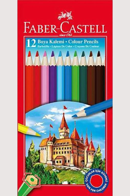 Faber Castell Kuru Boya Kalemi 12 Renk - Kırılmaya Dayanıklı Uç
