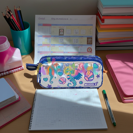 Kalem Çantası Sea Horse Lacivert İki Bölmeli