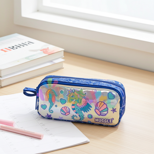 Kalem Çantası Sea Horse Lacivert İki Bölmeli