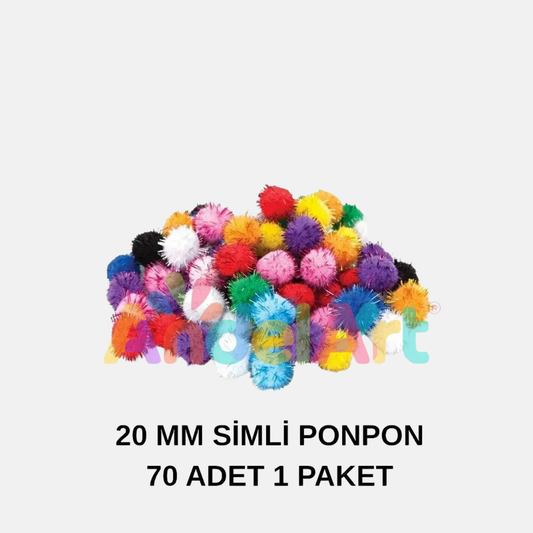 Simli Ponpon 20 mm 70'li Paket Karışık Renk