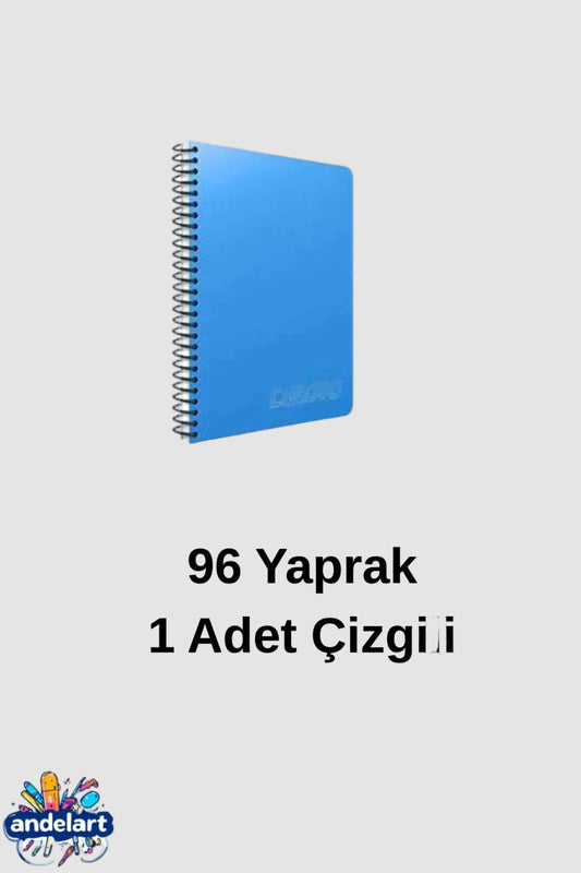 A4 96 Yaprak 1 Adet Spiralli Çizgili Plastik Kapak Defter