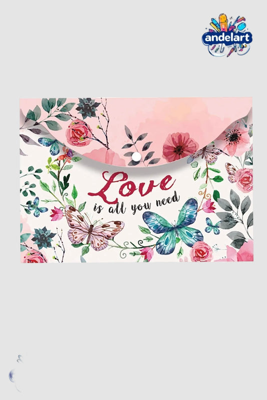 A4 Baskılı Çıtçıtlı Dosya Kız Desen Love