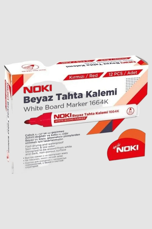 Noki Doldurulabilir Beyaz Tahta Kalemi Kırmızı 12 Adet - Toplu Paket