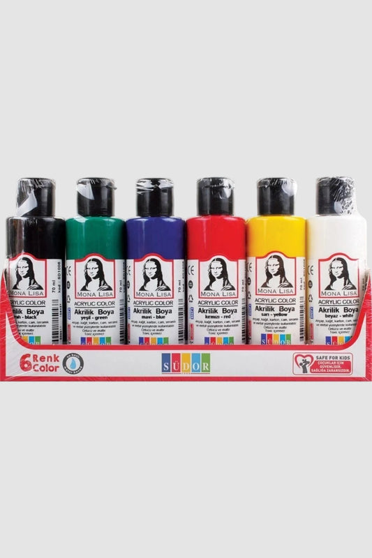 Mona Lisa Akrilik Boya 6 Renk x 70 ml Şişe - Yüksek Kapatıcı