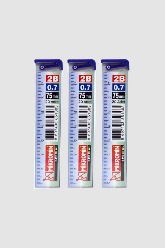 Mikromin 2b 75mm Cetvelli 0.7 Uç - 3 Tüp Ekonomik Paket