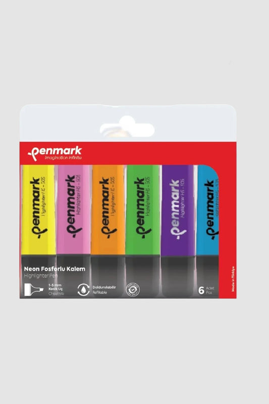 Penmark Neon Fosforlu Kalem 6 Adet - Karışık Renk