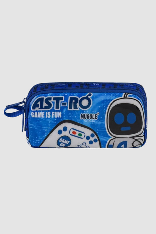 Kalem Çantası Çift Bölmeli Astro Mavi - Uzay Temalı