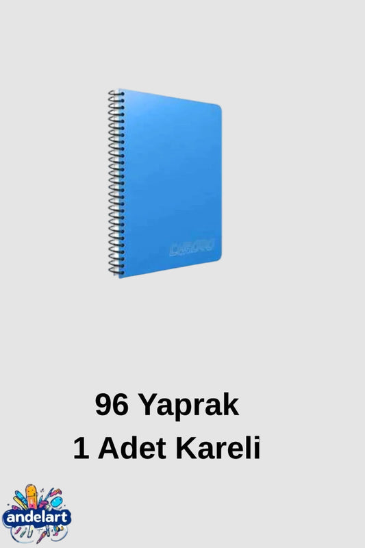 A4 96 Yaprak 1 Adet Spiralli Kareli Plastik Kapak Defter