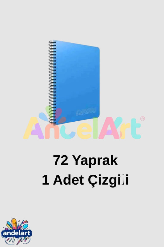 A4 72 Yaprak 1 Adet Spiralli Plastik Kapak Çizgili Defter